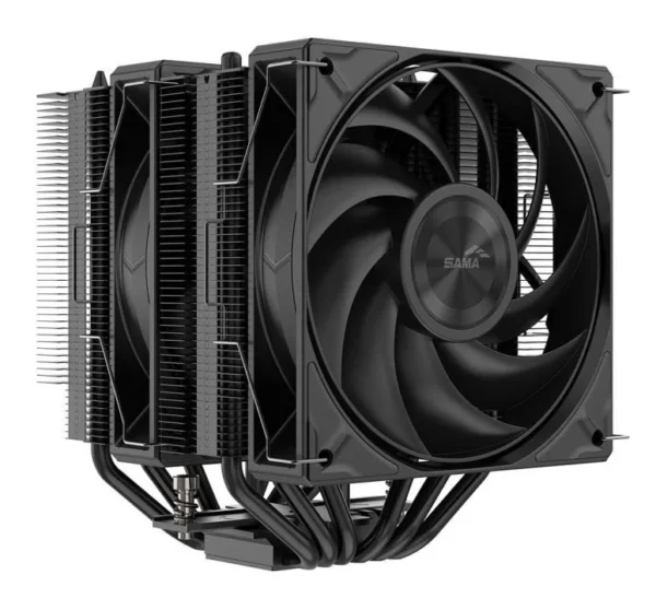 sama-a60n-a60-bkwnyxox-g-black SAMA A60N Dual Tower CPU Air Cooler 260W TDP 6 Heatpipes Dual 120mm PWM Fans Black - A60-BKWNYXOX-G