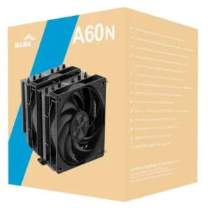 SAMA A60N Dual Tower CPU Air Cooler 260W TDP 6 Heatpipes Dual 120mm PWM Fans Black - A60-BKWNYXOX-G