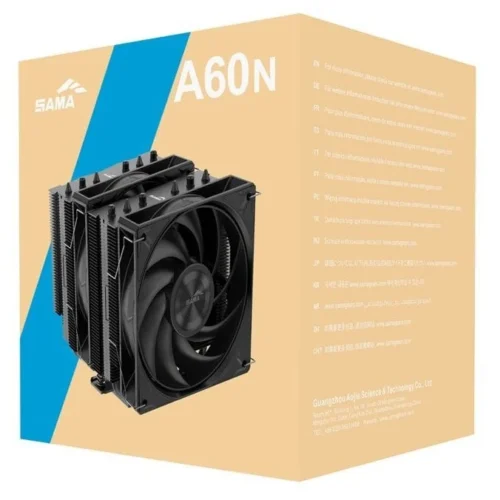 SAMA A60N Dual Tower CPU Air Cooler 260W TDP 6 Heatpipes Dual 120mm PWM Fans Black - A60-BKWNYXOX-G
