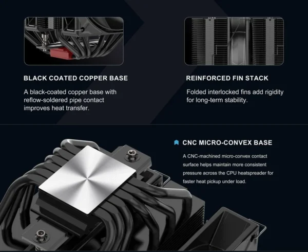 sama-a60n-a60-bkwnyxox-g-black (9) SAMA A60N Dual Tower CPU Air Cooler 260W TDP 6 Heatpipes Dual 120mm PWM Fans Black - A60-BKWNYXOX-G