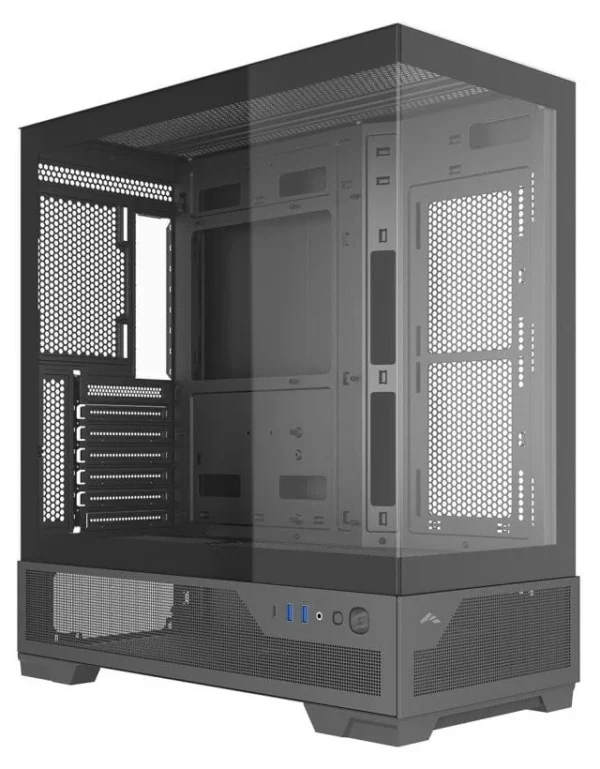 sama-v43e-bez-bp-v43e-bkada0x1-gl-black (1) SAMA V43E Black ATX Mid Tower Case 270° Panoramic Glass Vertical Airflow USB Type-C - V43E-BKADA0X1-GL