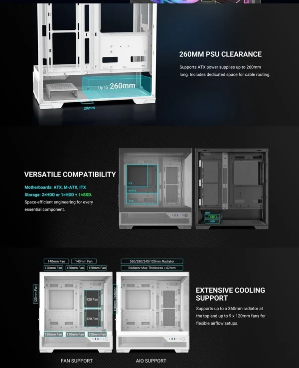 sama-v43e-bez-bp-v43e-bkada0x1-gl-black (11) SAMA V43E Black ATX Mid Tower Case 270° Panoramic Glass Vertical Airflow USB Type-C - V43E-BKADA0X1-GL