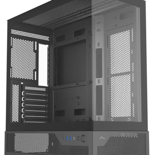 SAMA V43E Black ATX Mid Tower Case 270° Panoramic Glass Vertical Airflow USB Type-C - V43E-BKADA0X1-GL