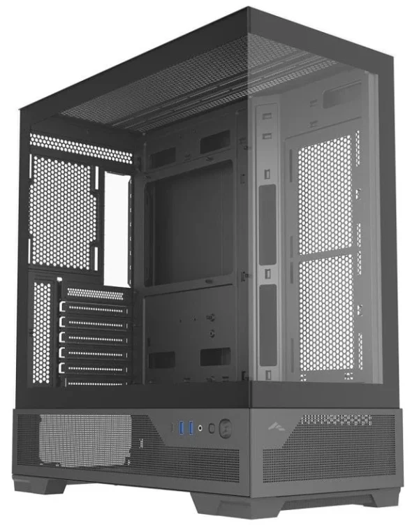 sama-v43e-bez-bp-v43e-bkada0x1-gl-black SAMA V43E Black ATX Mid Tower Case 270° Panoramic Glass Vertical Airflow USB Type-C - V43E-BKADA0X1-GL