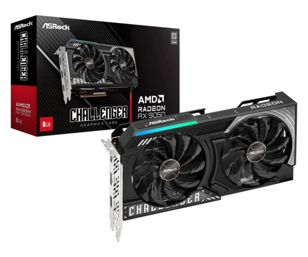 ASRock AMD Radeon RX 9050 Challenger 8GB GDDR6 RDNA 4 1080p Graphics Card | RX9050 CL 8G