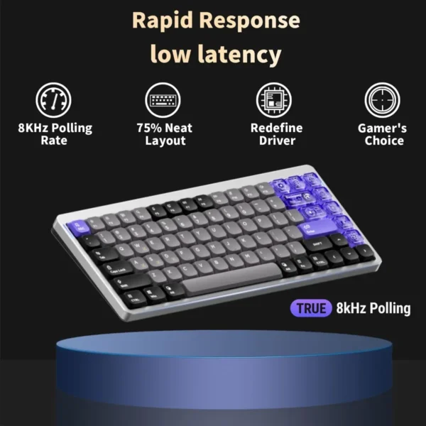 NuPhy Air75 HE 84-Key Low-Profile Magnetic Switch Wired Gaming Keyboard Space Silver - Air75 HE(Silver/Magnetic Jade)