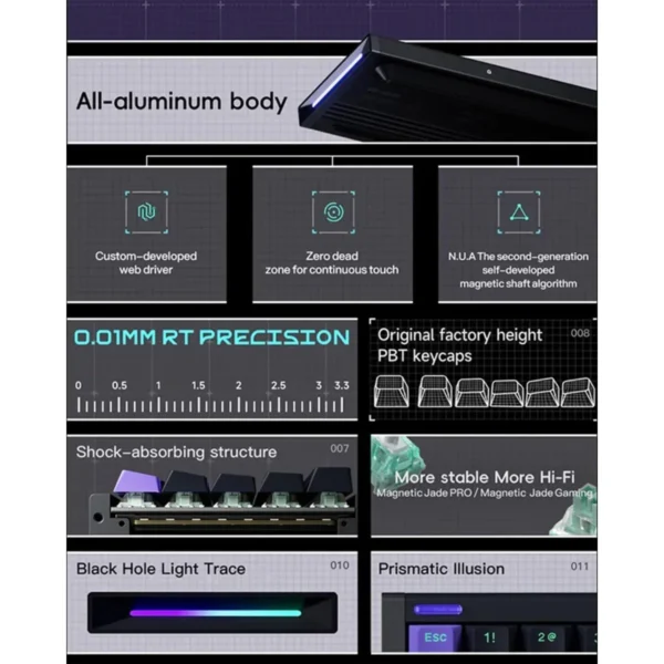 asg54dsg5sda NuPhyX BH65 65% 68-Key Wired Magnetic Switch High-Profile Gaming Keyboard Dark Matter - BH65 Dark / Magnetic Jade Pro
