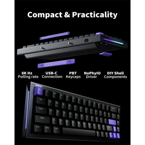 g5sda4gsd56ag NuPhyX BH65 65% 68-Key Wired Magnetic Switch High-Profile Gaming Keyboard Dark Matter - BH65 Dark / Magnetic Jade Pro