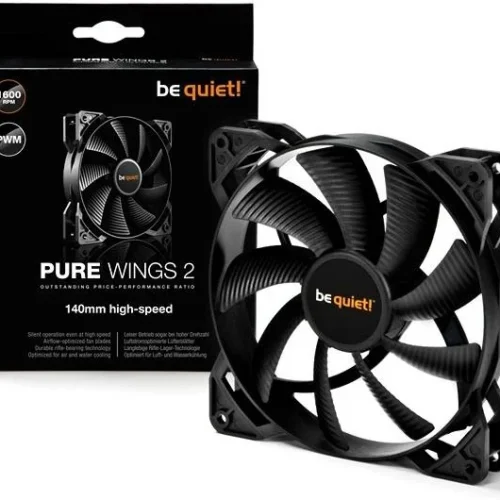 Be Quiet Pure Wings 2 140mm PWM High-Speed Case Fan 1600 RPM 94.2 CFM Airflow Rifle Bearing Black - BL083