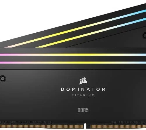 CORSAIR Dominator Titanium RGB 64GB (2x32GB) DDR5-6400 Desktop Memory - CL32 Black - CMP64GX5M2B6400C32