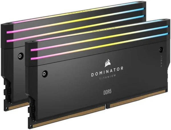 CORSAIR Dominator Titanium RGB 64GB (2x32GB) DDR5-6400 Desktop Memory - CL32 Black - CMP64GX5M2B6400C32