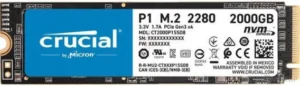 119-front Crucial P1 2TB NVMe PCIe Gen3 x4 M.2 2280 Internal SSD with 3D QLC NAND and Acronis - CT2000P1SSD8