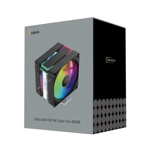 OCYPUS DELTA A40 SE Dual Fan - ARGB Single Tower CPU Air Cooler - 200W TDP - DELTA-A40-BK2AAWN00S-GL