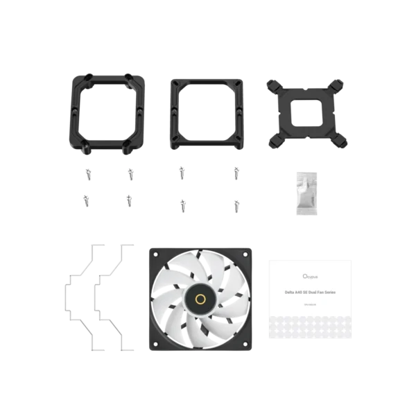 OCYPUS DELTA A40 SE Dual Fan - ARGB Single Tower CPU Air Cooler - 200W TDP - DELTA-A40-BK2AAWN00S-GL