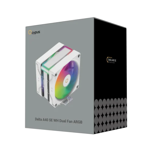OCYPUS DELTA A40 SE WH Dual Fan - ARGB Single Tower CPU Air Cooler - 200W TDP - DELTA-A40-WH2AAWN00S-GL