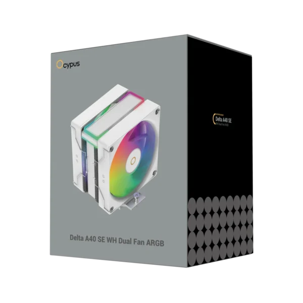 d816ec5c6576bd16e34370a5167a29ec OCYPUS DELTA A40 SE WH Dual Fan - ARGB Single Tower CPU Air Cooler - 200W TDP - DELTA-A40-WH2AAWN00S-GL