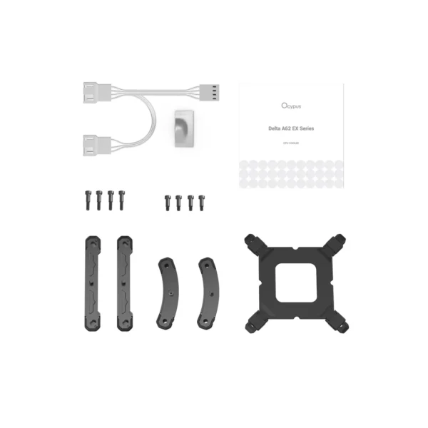 OCYPUS - Delta A62 EXS Digital CPU Air Cooler - White - Dual Tower 6 Heatpipes - 235W TDP - DELTA-A62-WH1NNWN00S-GL