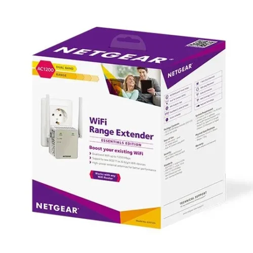 NETGEAR AC1200 Dual Band WiFi Range Extender - 802.11ac Wall Plug Access Point - EX6120-100NAS
