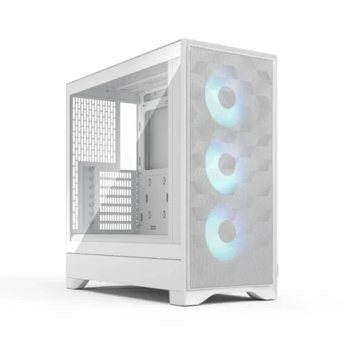 Fractal Design Pop 2 Air White TG RGB Mid-Tower Case, Tempered Glass, 3x RGB Fans, Up to 360mm Radiator - FD-C-POA2A-04