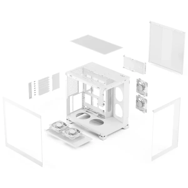 Fractal Design Pop 2 Vision Dual Chamber ATX Case, Panoramic Tempered Glass, 4x RGB Fans, White - FD-C-POV2A-03