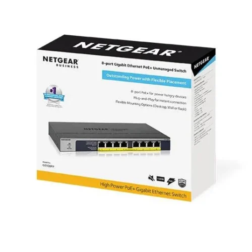 NETGEAR - 8-Port Gigabit High-Power PoE+ Unmanaged Switch FlexPoE 123W - GS108PP-100EUS
