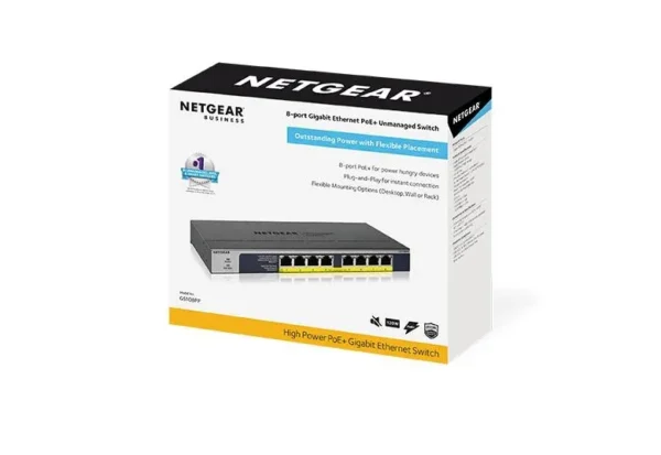 NETGEAR - 8-Port Gigabit High-Power PoE+ Unmanaged Switch FlexPoE 123W - GS108PP-100EUS