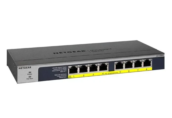 NETGEAR - 8-Port Gigabit High-Power PoE+ Unmanaged Switch FlexPoE 123W - GS108PP-100EUS