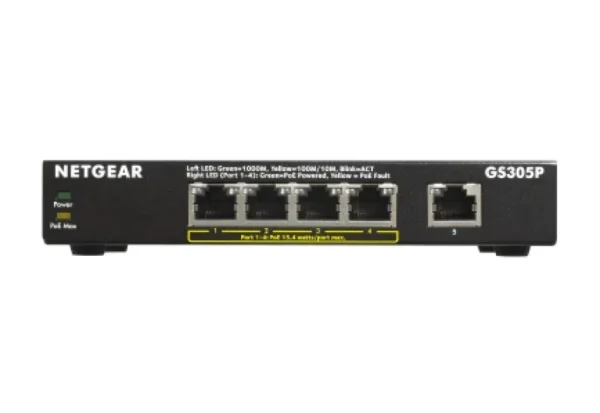 fc650db737fd1d7348e9133e84d87c04f8816965_1662865__normalized_image2 NETGEAR - 5-Port Gigabit Ethernet Unmanaged PoE+ Switch - 4x PoE Ports 63W Budget - Fanless Metal Design - GS305P-200PES