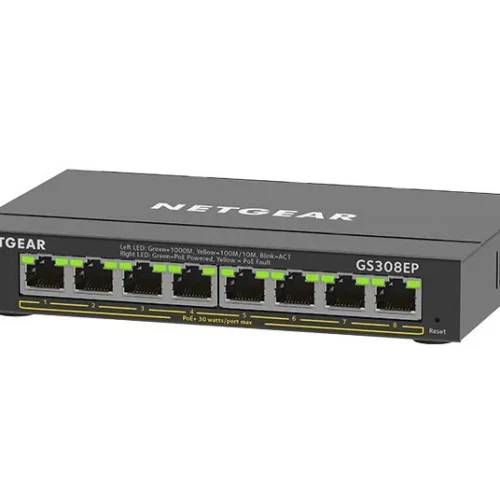 NETGEAR - 8-Port Gigabit PoE+ Smart Managed Plus Network Switch with 16 Gbps Capacity and VLAN Support - GS308EP-100UKS