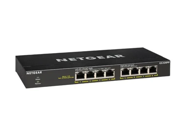 B3-gs308pp_32_tcm148-140435 NETGEAR - 8-Port Gigabit Unmanaged PoE+ Switch - 83W FlexPoE Budget & Fanless Metal Design - GS308PP-100NAS