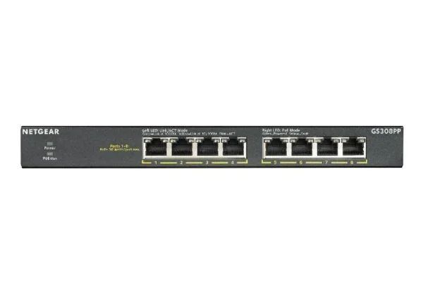 GS308pp_Productcarousel_1_tcm148-102911 NETGEAR - 8-Port Gigabit Unmanaged PoE+ Switch - 83W FlexPoE Budget & Fanless Metal Design - GS308PP-100NAS