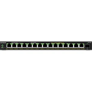 NETGEAR - 16-Port Gigabit Easy Smart Managed Plus Switch - 180W PoE Budget - Layer 3 Supported - GS316EP-100NAS