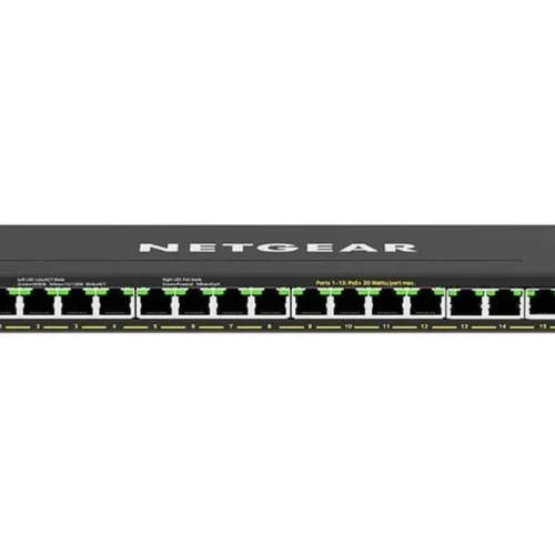 NETGEAR - 16-Port Gigabit Plus Switch with 15 PoE+ Ports (180W), SFP Uplink & VLAN Management - GS316EP-100PES