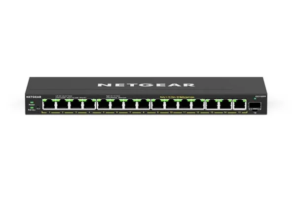 NETGEAR - 16-Port Gigabit Plus Switch with 15 PoE+ Ports 231W Power Budget and 1 SFP Uplink - GS316EPP-100PES