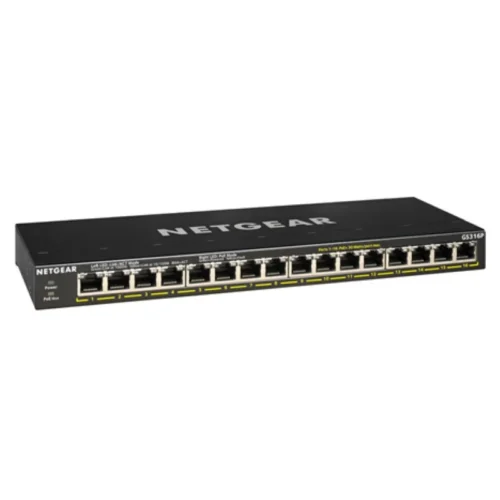 NETGEAR 300 Series 16-Port Gigabit Ethernet Unmanaged PoE+ Switch with Flex PoE (115W) - GS316P-100NAS