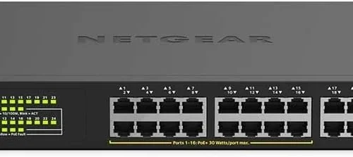 NETGEAR 24-Port Gigabit Ethernet Unmanaged Switch with 16 PoE+ Ports and 190W Power Budget - GS324P-100AJS