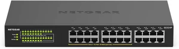NETGEAR 24-Port Gigabit Ethernet Unmanaged Switch with 16 PoE+ Ports and 190W Power Budget - GS324P-100AJS