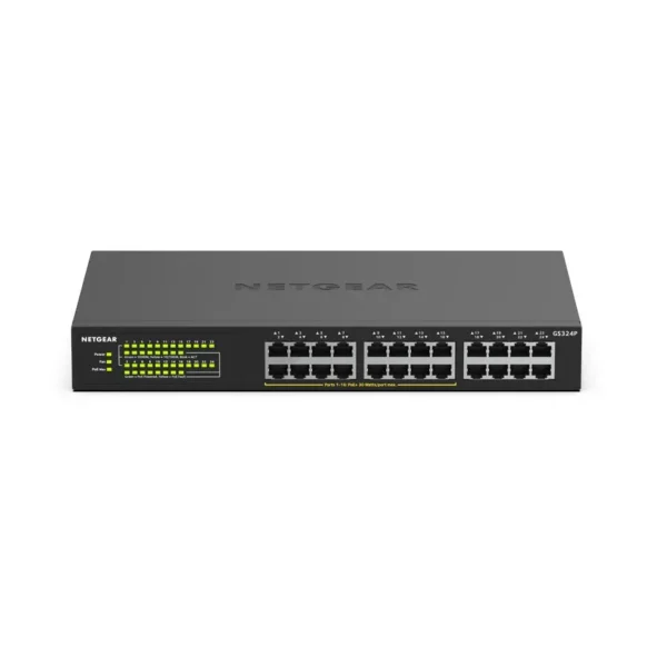 1575677344GS324P_1_L NETGEAR 24-Port Gigabit Ethernet Unmanaged PoE+ Switch with 16-Port PoE+ (190W) - Rackmount/Desktop - GS324P-100EUS