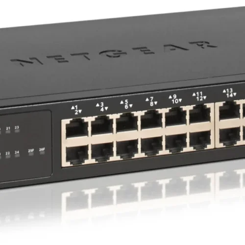 NETGEAR - S350 24-Port Gigabit PoE+ Smart Managed Pro Switch with 2 SFP Uplinks and 190W Budget - GS324TP-100EUS