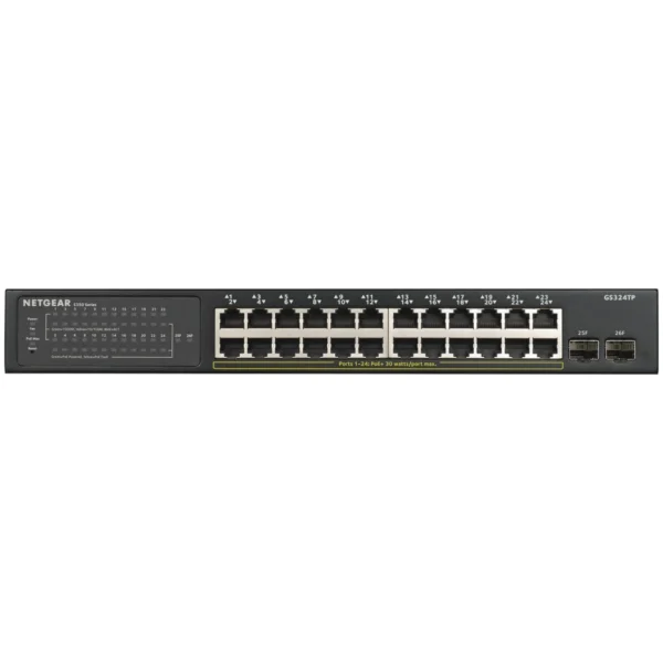 8698426-1 NETGEAR S350 Series 24-Port Gigabit Smart Managed Pro PoE+ Switch with 2 SFP Ports - GS324TP-100NAS