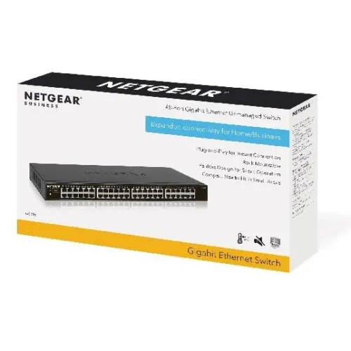NETGEAR - 48-Port Gigabit Unmanaged PoE+ Switch with 24 PoE+ Ports and 380W Power Budget - GS348PP-100AJS