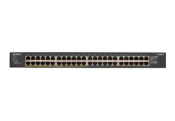 Unmanaged_GS348PP-15_tcm148-134831 NETGEAR - 48-Port Gigabit Unmanaged PoE+ Switch with 24 PoE+ Ports and 380W Power Budget - GS348PP-100AJS