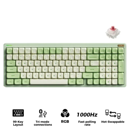 NuPhy Halo96 V2 99-Key Wireless Mechanical Keyboard Mojito Silent Red Clear-Top Switch - Halo96 V2(Green/Silent Red)