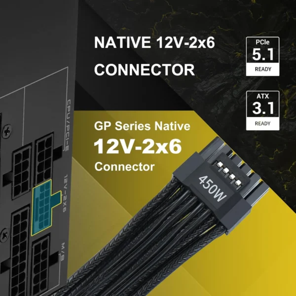 SAMA GP850 850W Gold ATX 3.1 PCIe 5.1 Fully Modular Power Supply Black - HAT-850yzB1-GP
