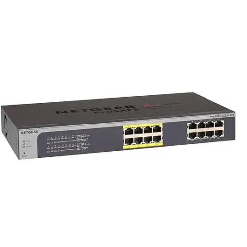 NETGEAR 16-Port Gigabit Smart Managed Plus Switch with 8-Port PoE, 85W Power Budget - JGS516PE-100EUS