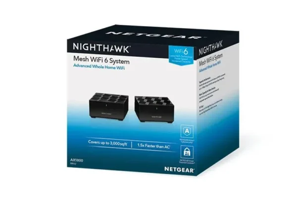 Box_MK62_tcm148-129459 NETGEAR Nighthawk AX1800 Dual-Band WiFi 6 Mesh System Router and Satellite Bundle - MK62-100PES