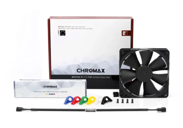 Noctua NF-F12 PWM chromax.black.swap 120mm Quiet Cooling Fan 1500 RPM SSO2 Bearing - NF-F12 PWM CH.BK.S
