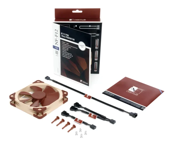 nf_f12_PWM_5 Noctua NF-F12 PWM 120mm Pressure-Optimized Case and Radiator Cooling Fan 1500 RPM SSO2 Bearing Brown - NF-F12-PWM