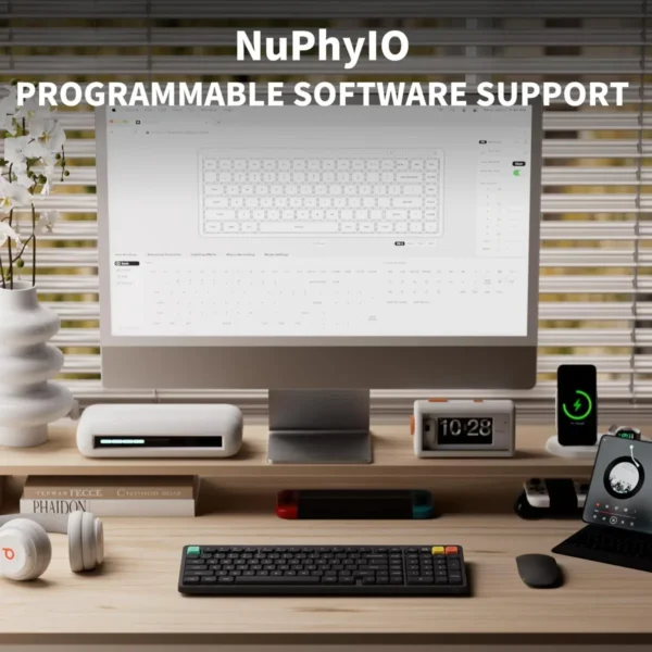 6942689200569-8 NuPhy Node100 Full-Size Low-Profile Wireless Mechanical Keyboard Ink Gray Blush Nano - Node100(Gray/Blush Nano)