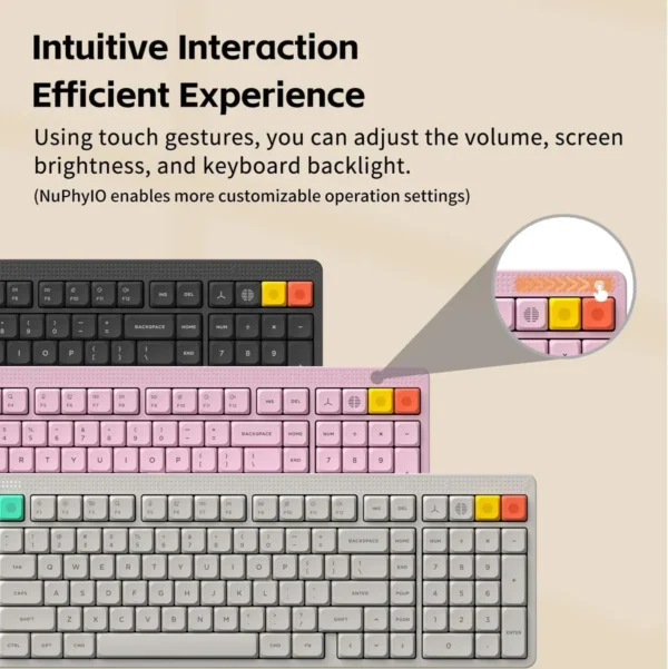 6942689200569-5 NuPhy Node100 Full-Size Low-Profile Wireless Mechanical Keyboard Ink Gray Blush Nano - Node100(Gray/Blush Nano)